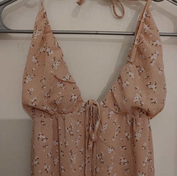 Times We Had Blush Floral Tie Back Maxi Dress SZ.L Pink NWT Lulus - Picture 6 of 11